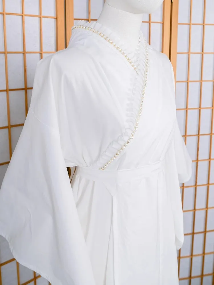 Japanese Women Formal Wear - Lace-Trimmed Kimono Undergarment White Color Cotton