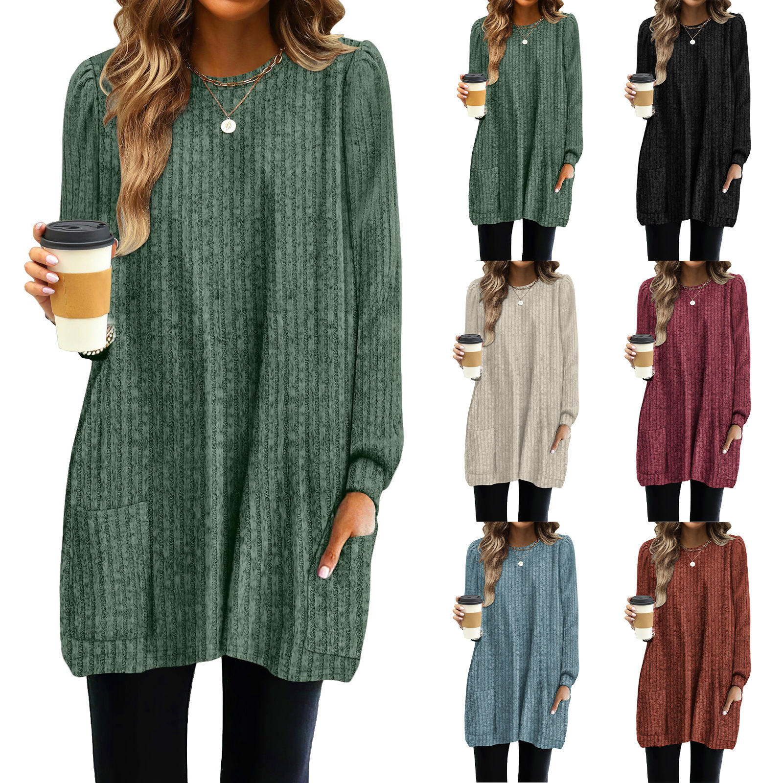 Women'S Formal Wear Blouse - New Spring Women Long Shirts Puff