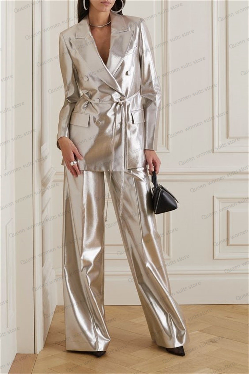 Women Formal Wear Coat - Shiny Satin Wedding Women Suit Set