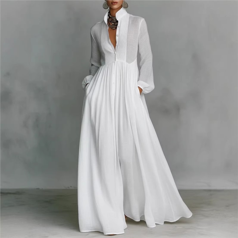 Wrap Dress Work - Elegant Pleated Long Dress 2026 Woman