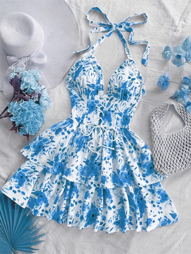 Wrap Dress Work - Women Vacation Style Retro Short Dresses