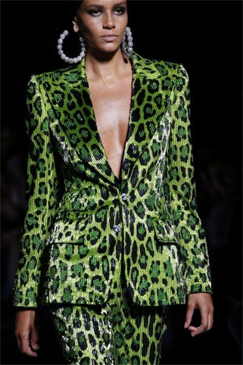 Sequins Leopard Women Suit Set - Women Formal Wear Coat avis et prix