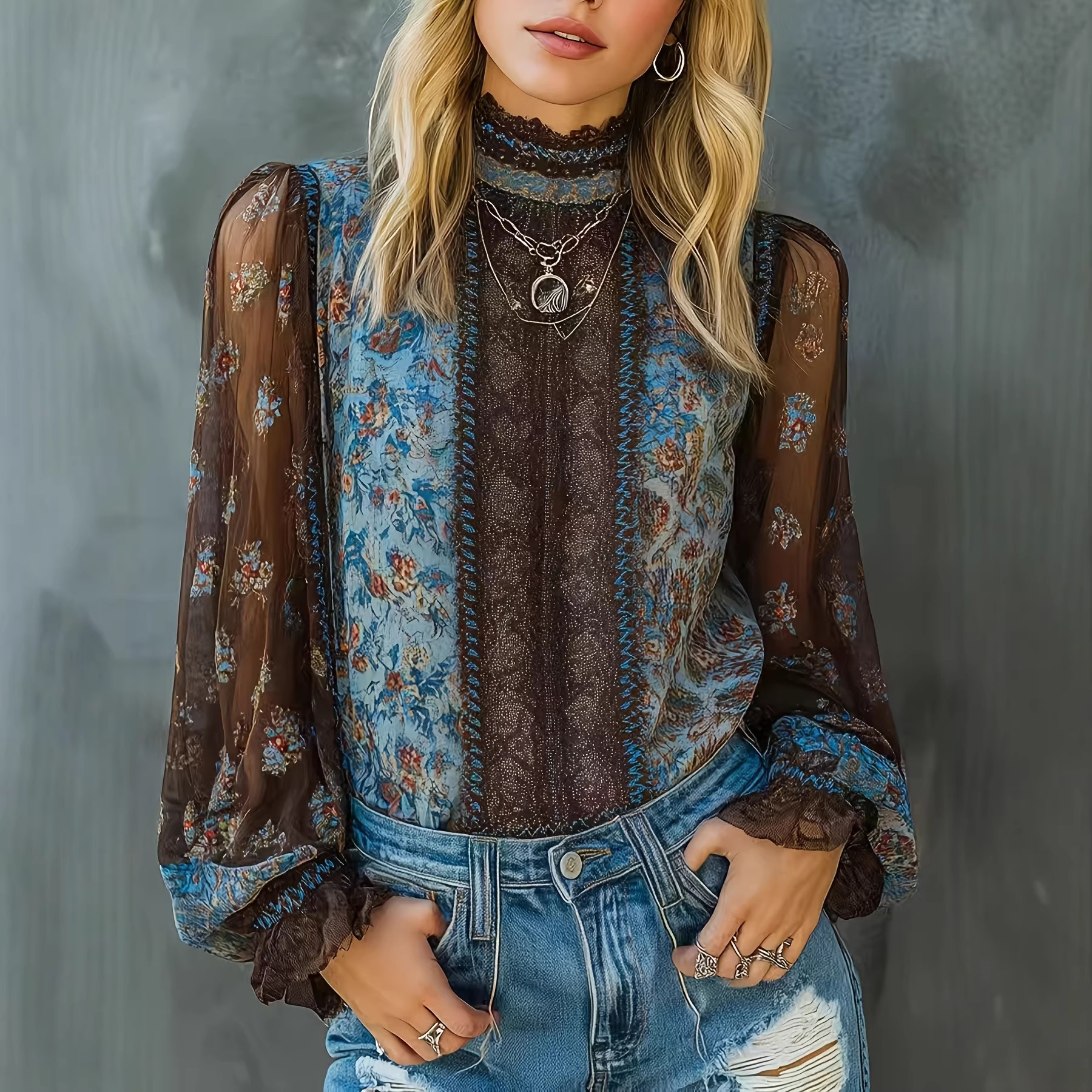 Women's Boho Floral Print Blou - Women'S Formal Wear Blouse avis et prix