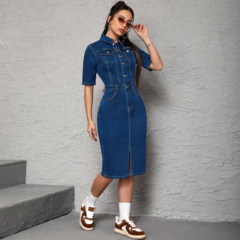 Women Long Dress Turn Down Col - Wrap Dress Work avis et prix