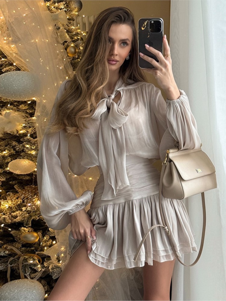Elegant Bow Lace Up Top Skirts - Women'S Formal Wear Blouse avis et prix