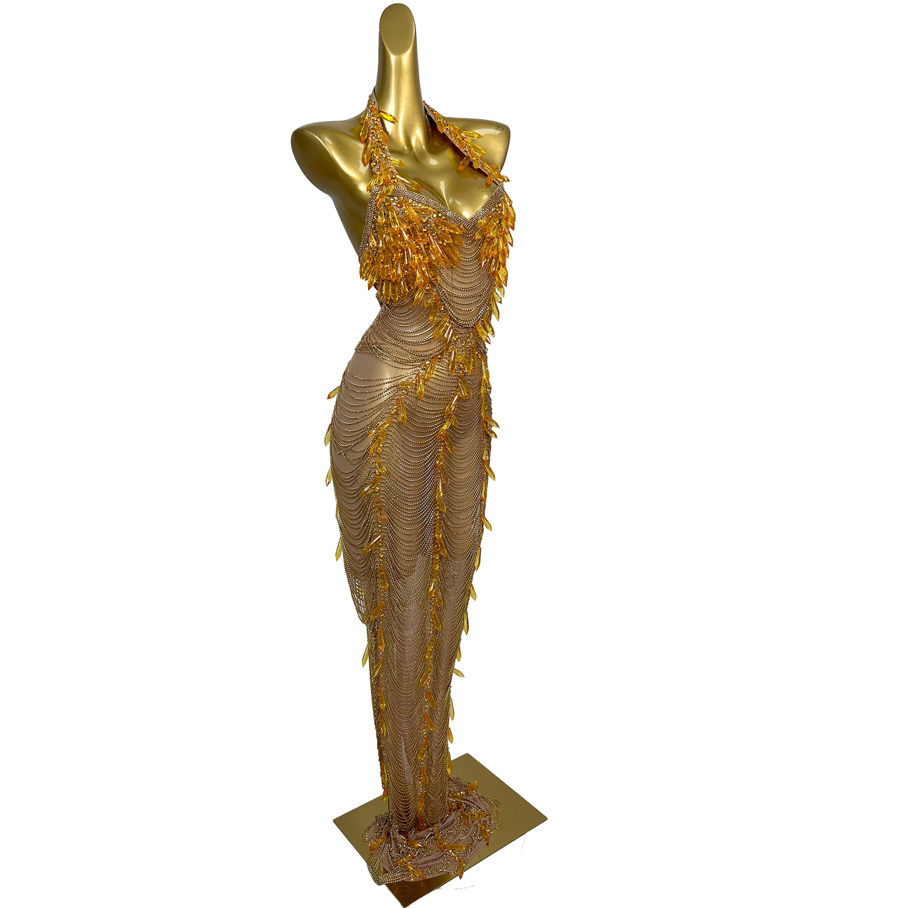 Gold Backless Diamond Tassel E - Women Formal Wear For Plus Size avis et prix