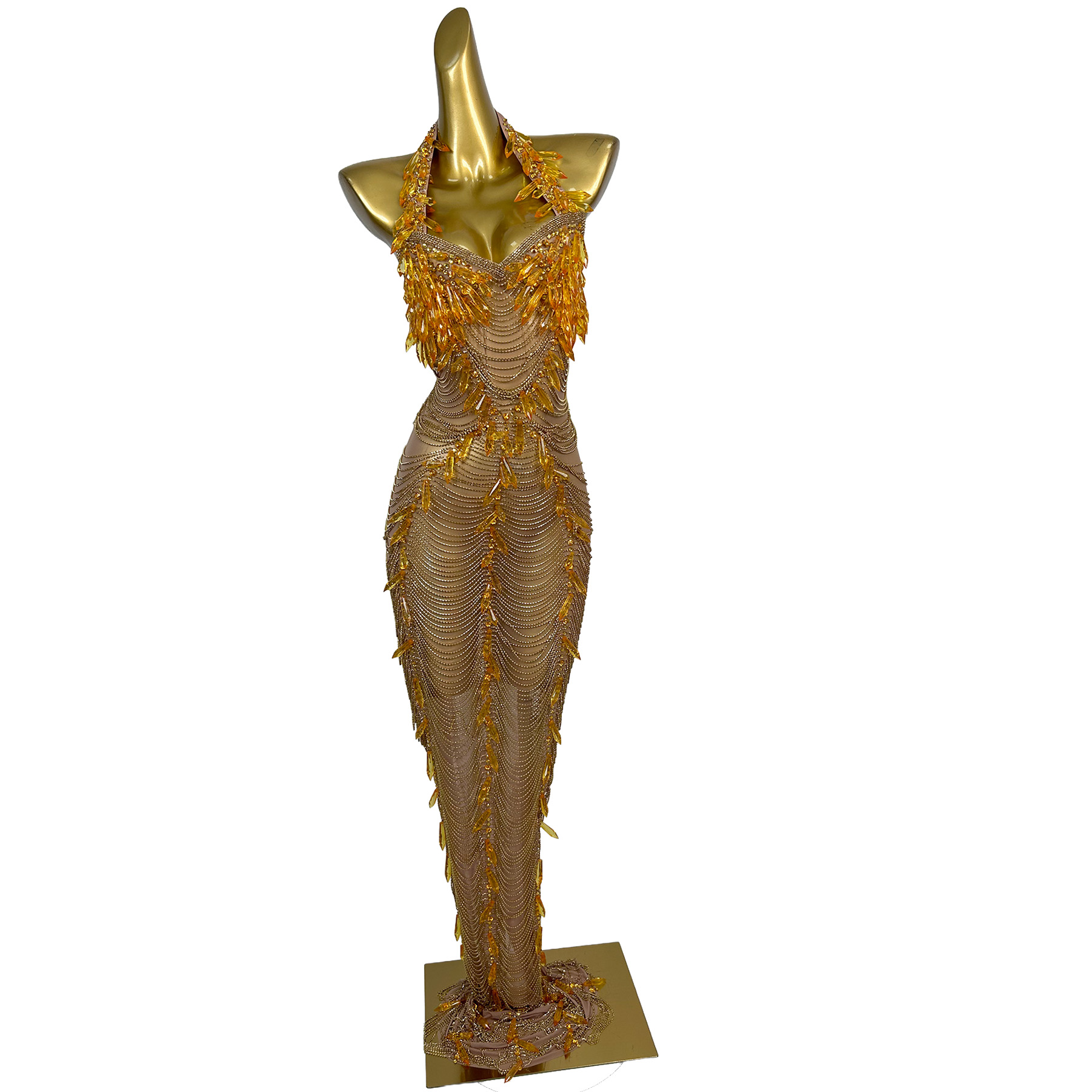 Gold Backless Diamond Tassel E - Women Formal Wear For Plus Size avis et prix