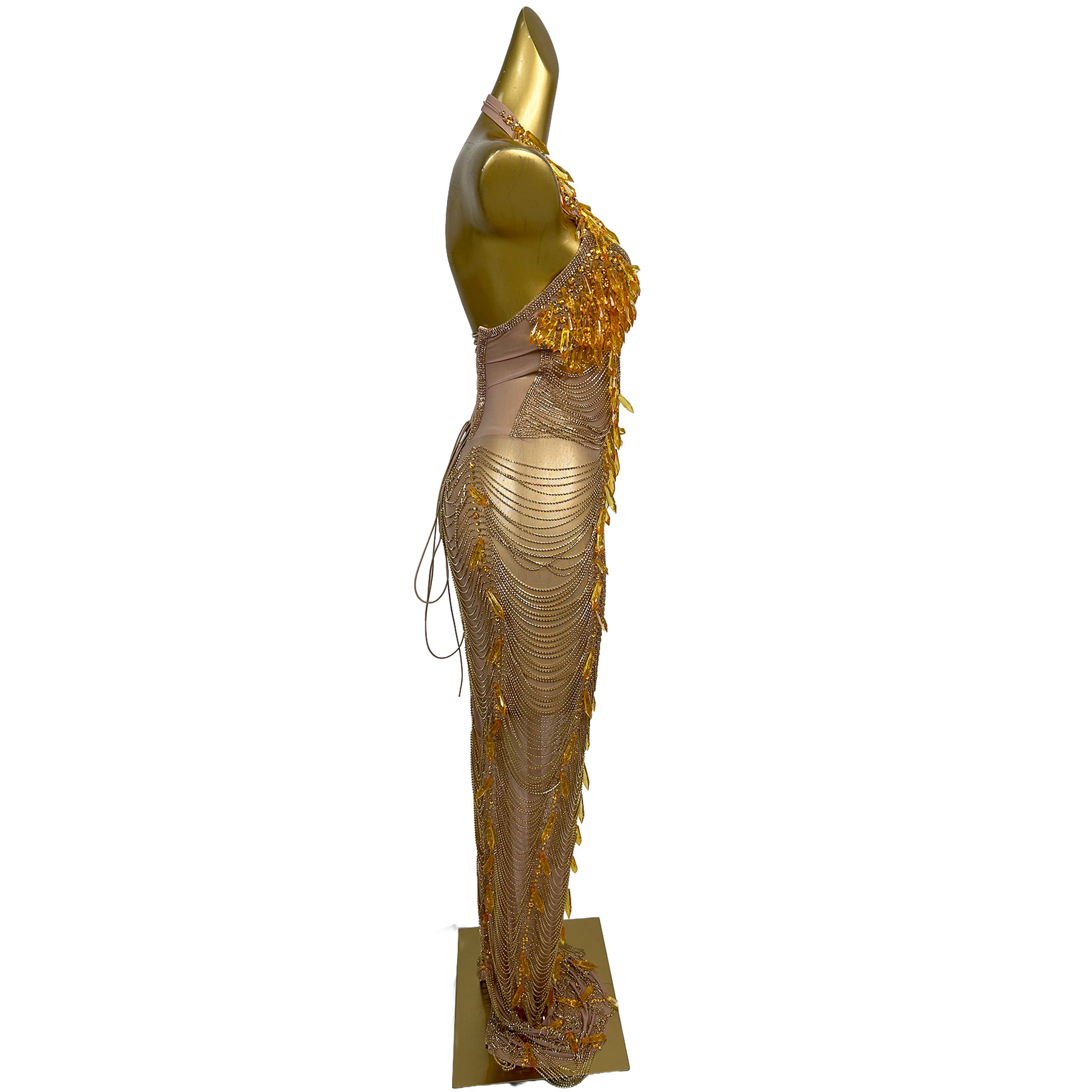 Gold Backless Diamond Tassel E - Women Formal Wear For Plus Size avis et prix