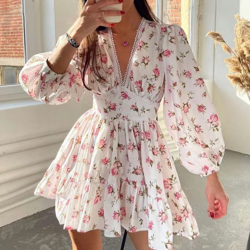 Women Floral Print Mini Dress  - Wrap Dress Work avis et prix