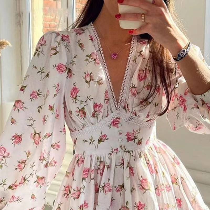 Women Floral Print Mini Dress  - Wrap Dress Work avis et prix