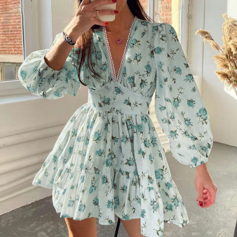 Women Floral Print Mini Dress  - Wrap Dress Work avis et prix