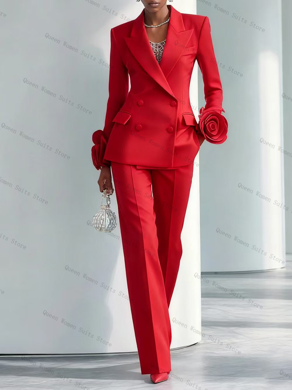 Luxury Red Women Suit Set 2 Pc - Women Formal Wear Coat avis et prix