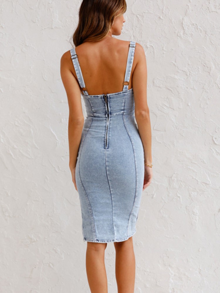 Summer New U Neck Halter Denim - Wrap Dress Work avis et prix