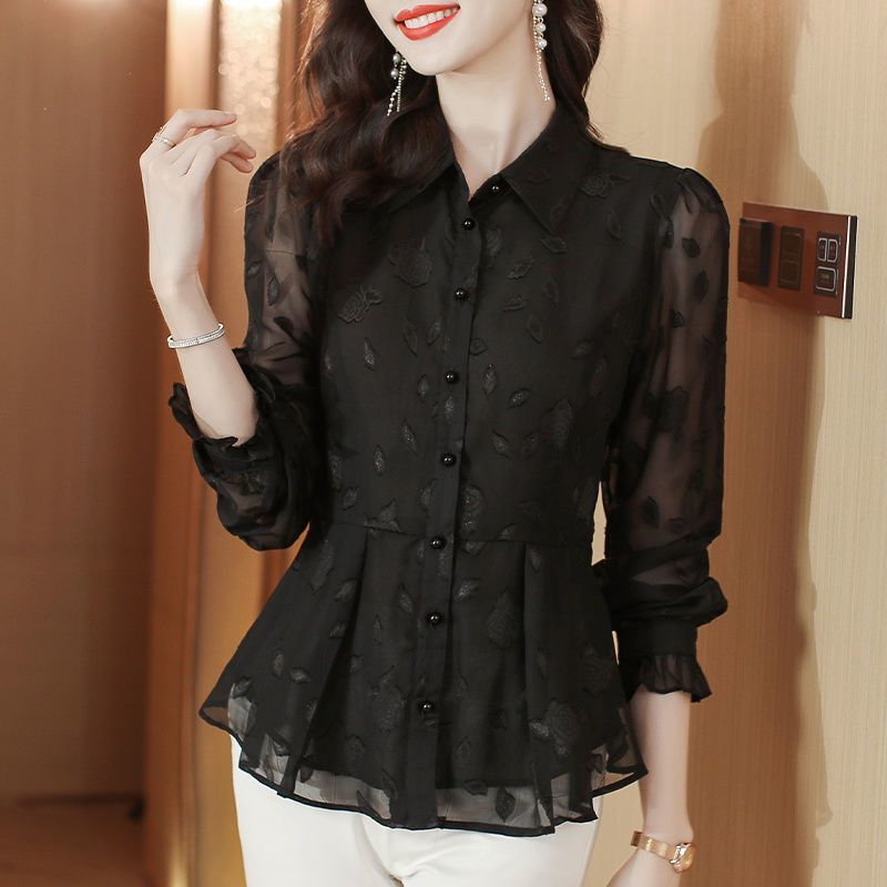 Elegant Floral Long Sleeve Chi - Women'S Formal Wear Blouse avis et prix
