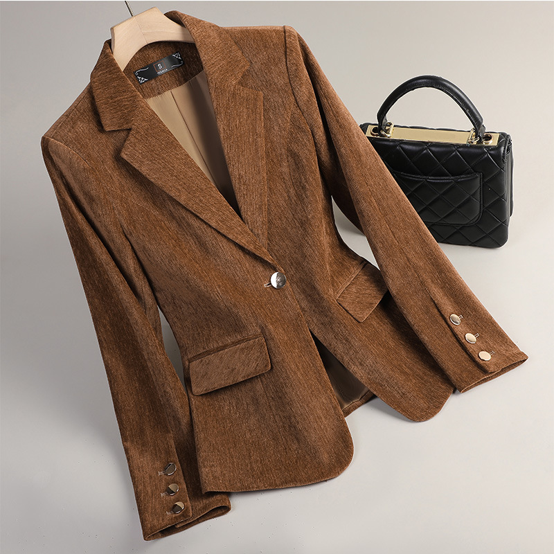 Yellow Gold Velvet Blazer Wome - Women Formal Wear Coat avis et prix