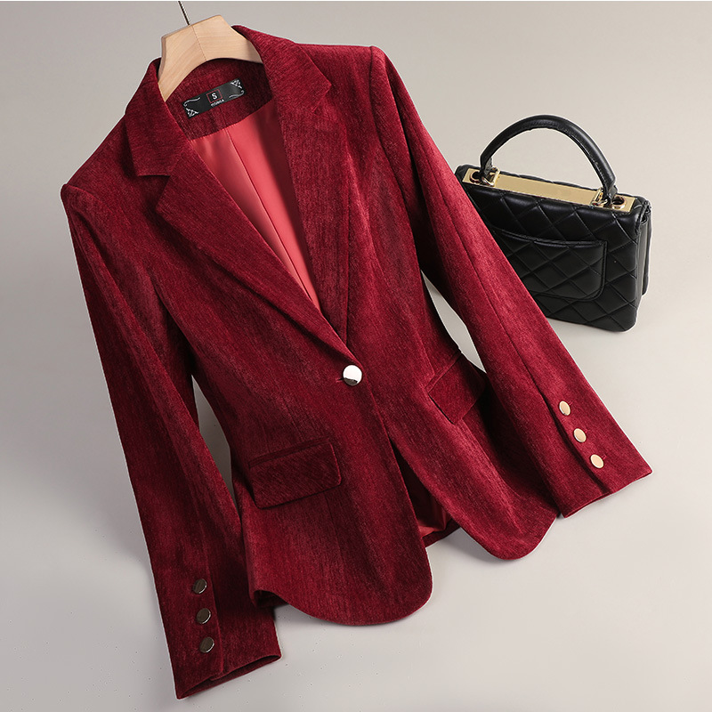 Yellow Gold Velvet Blazer Wome - Women Formal Wear Coat avis et prix