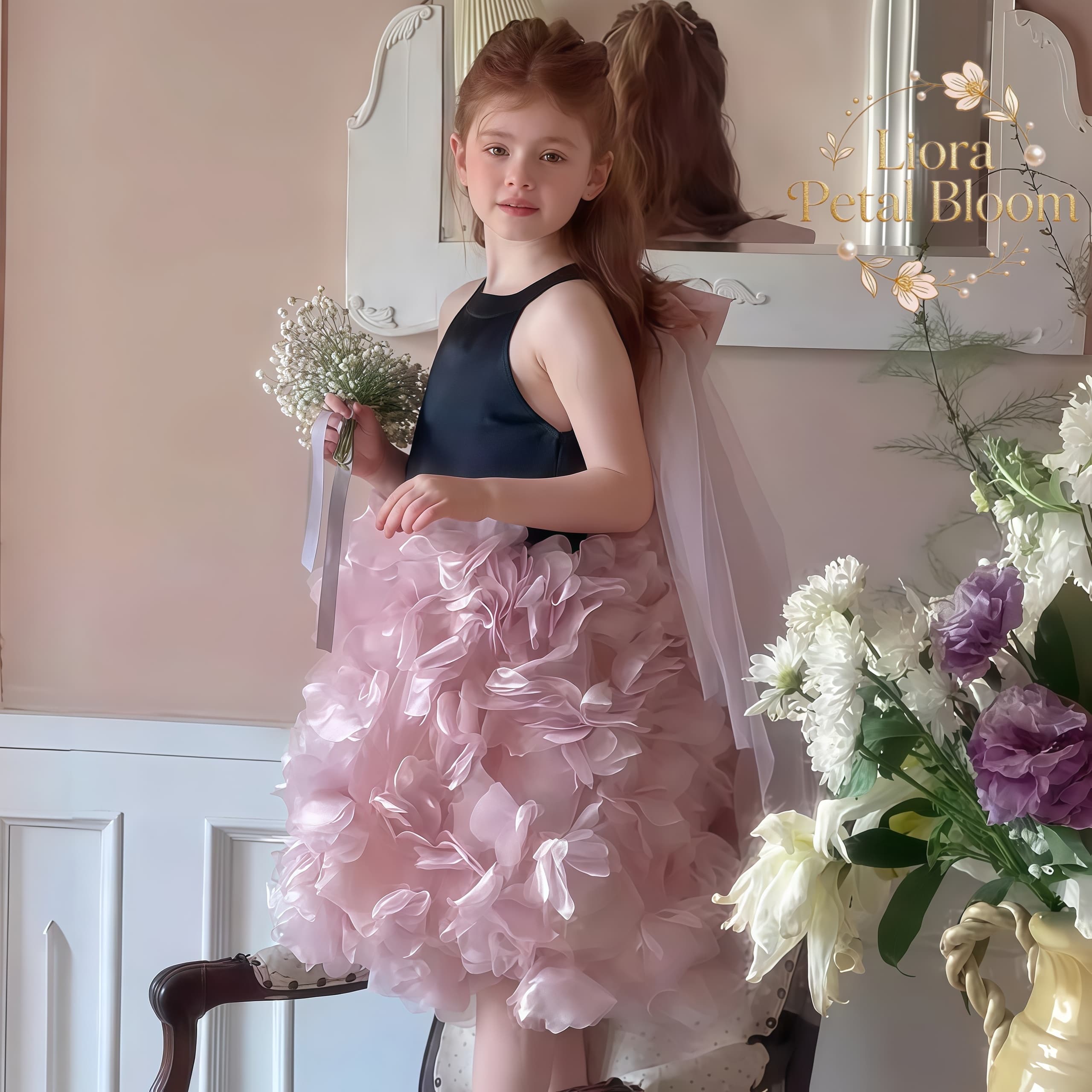 Girls' Black Floral Tulle Dres - Formal Wear Women Us avis et prix