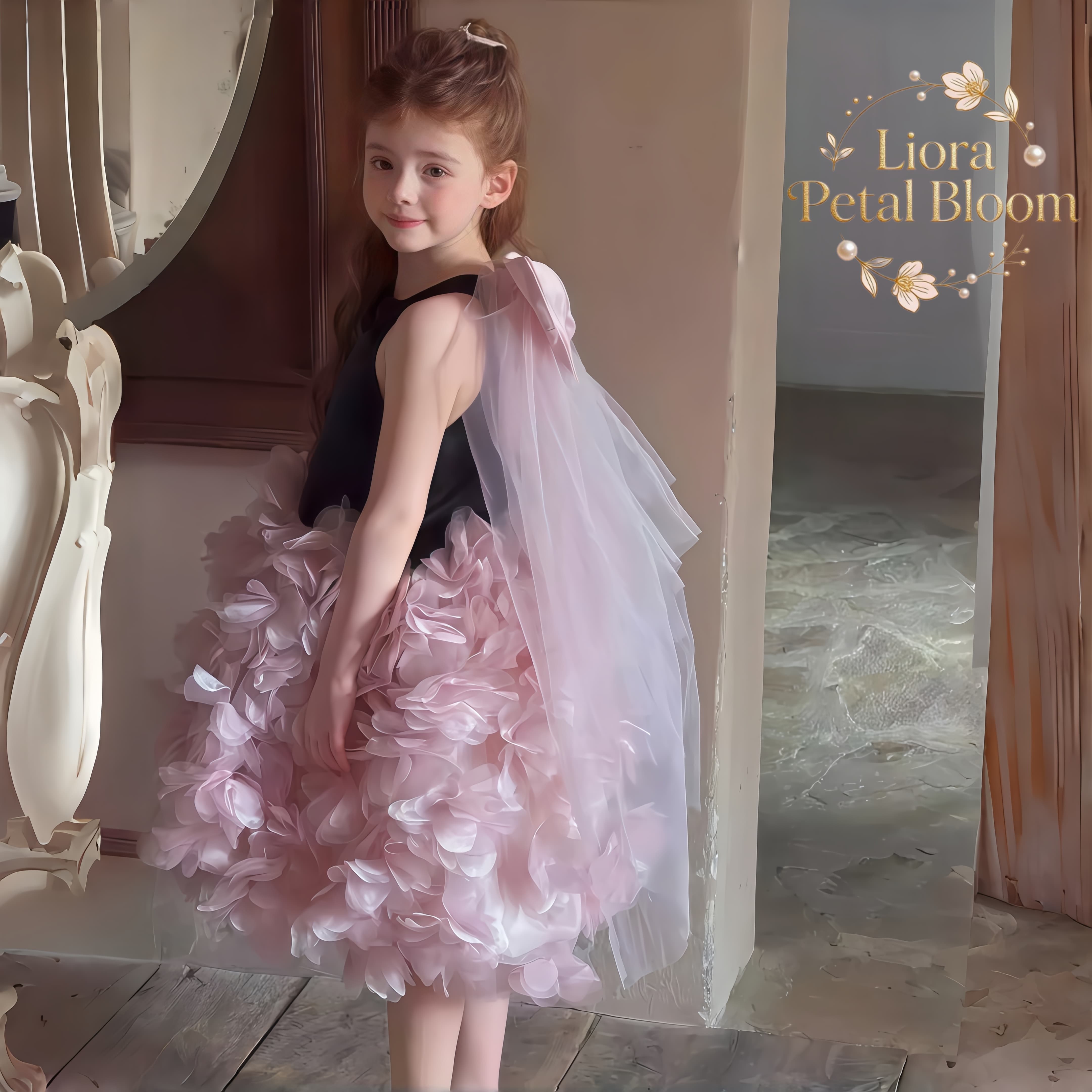 Girls' Black Floral Tulle Dres - Formal Wear Women Us avis et prix