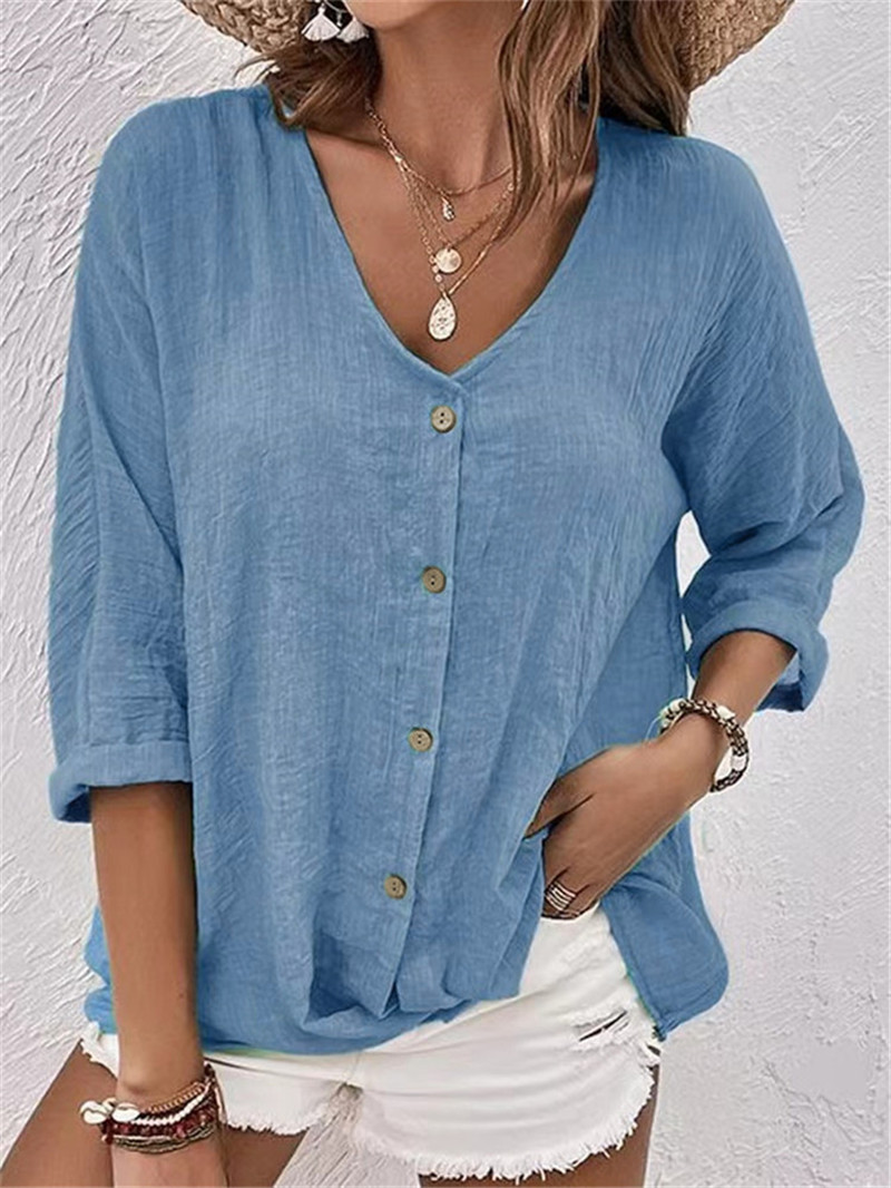 Elegant Buttons Solid Blouse S - Women'S Formal Wear Blouse avis et prix