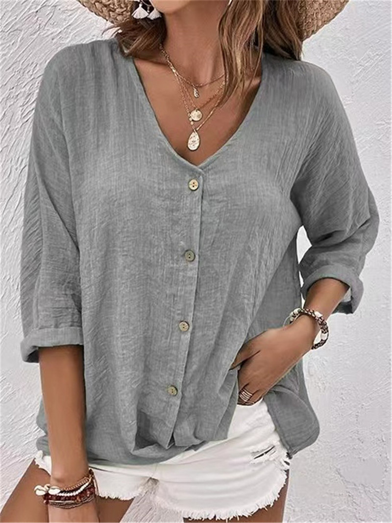 Elegant Buttons Solid Blouse S - Women'S Formal Wear Blouse avis et prix
