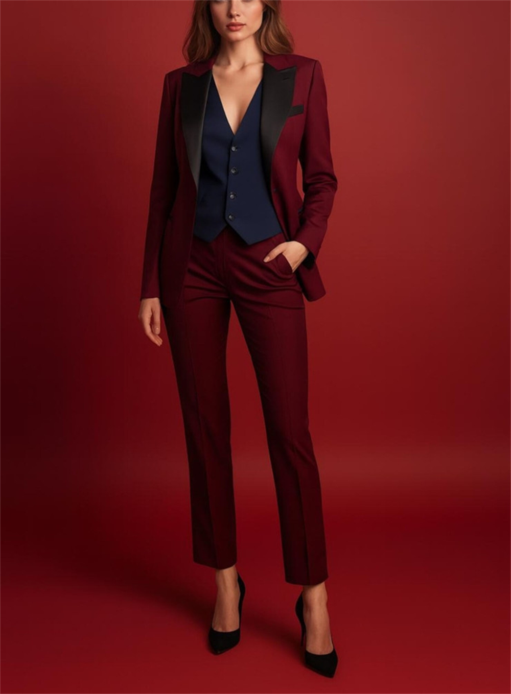 Elegant Burgundy Women's Suits - Women Formal Wear Vest avis et prix