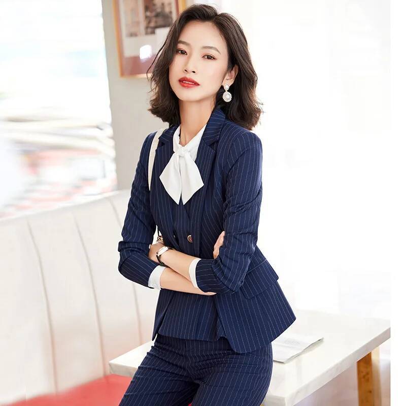 Fashion Striped Formal Busines - Women Formal Wear For Interview avis et prix