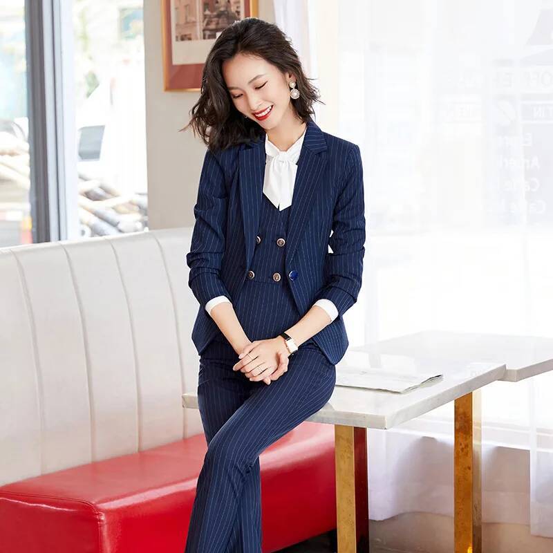 Fashion Striped Formal Busines - Women Formal Wear For Interview avis et prix