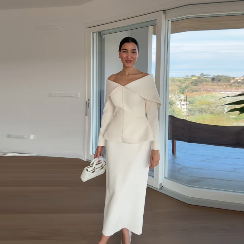 Elegant French White Peplum Tw - Formal Wear Women Us avis et prix