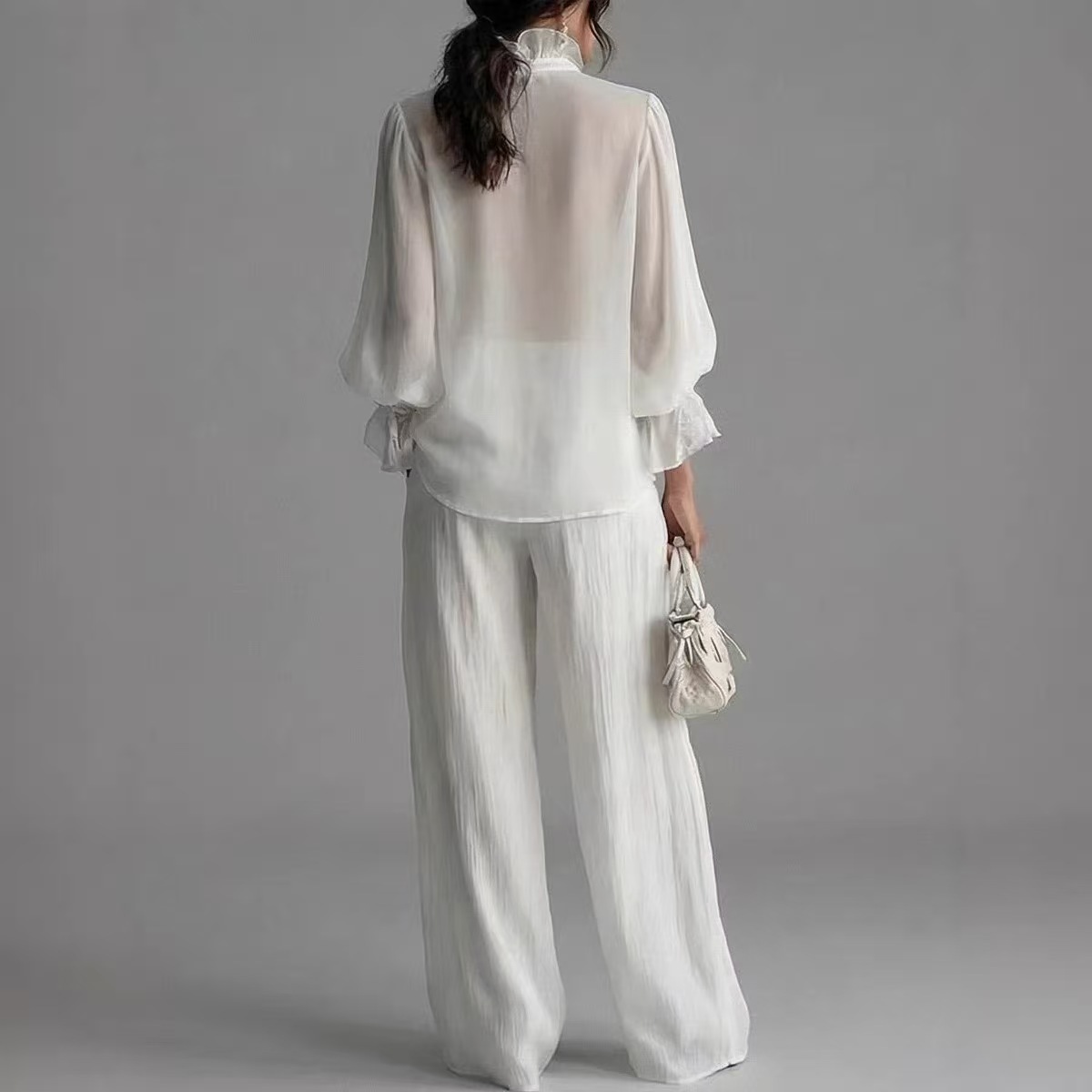 Woman Solid Ruffles Pants Set  - Women'S Formal Wear Blouse avis et prix
