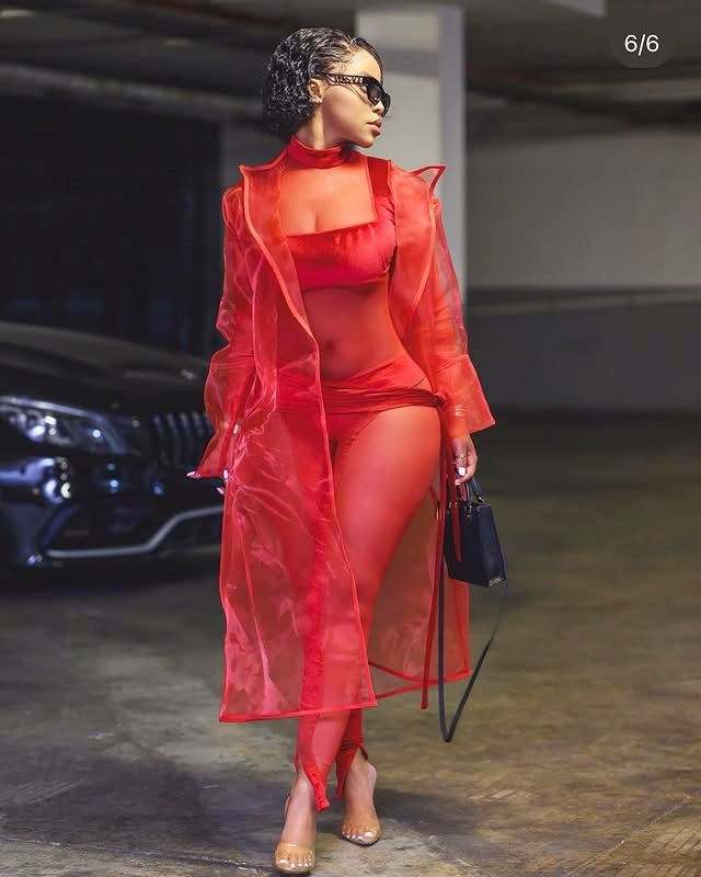 Red Organza See Through Long C - Women Formal Wear Vest avis et prix