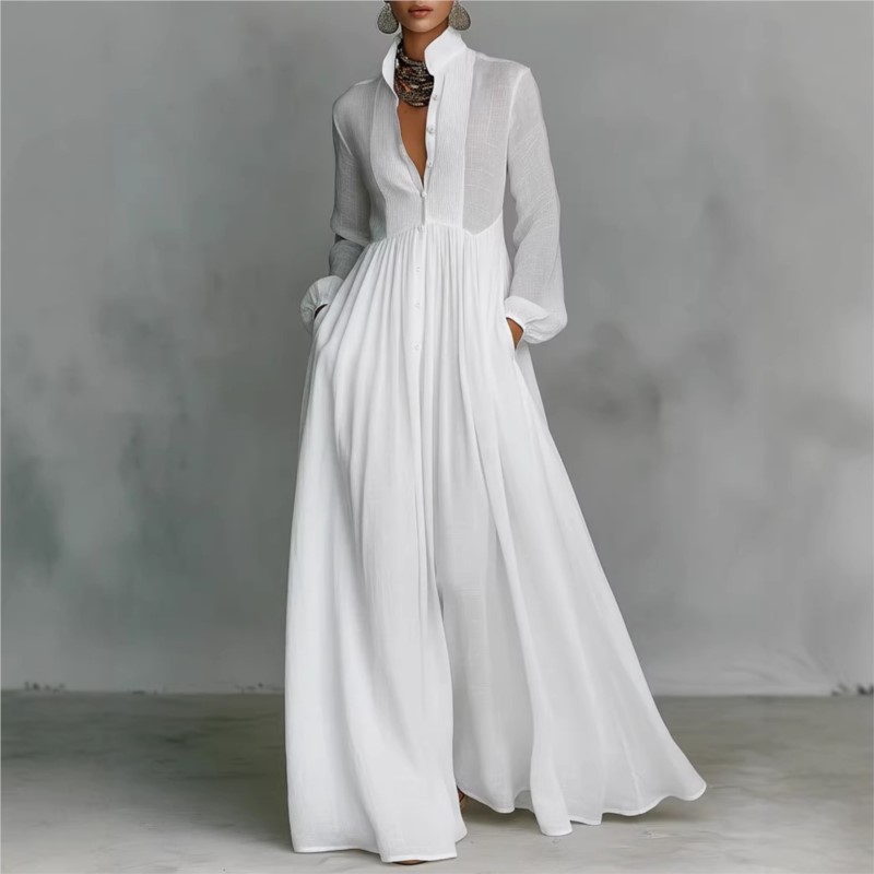 Elegant Pleated Long Dress 202 - Wrap Dress Work avis et prix