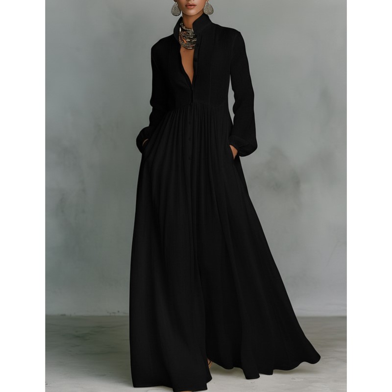 Elegant Pleated Long Dress 202 - Wrap Dress Work avis et prix