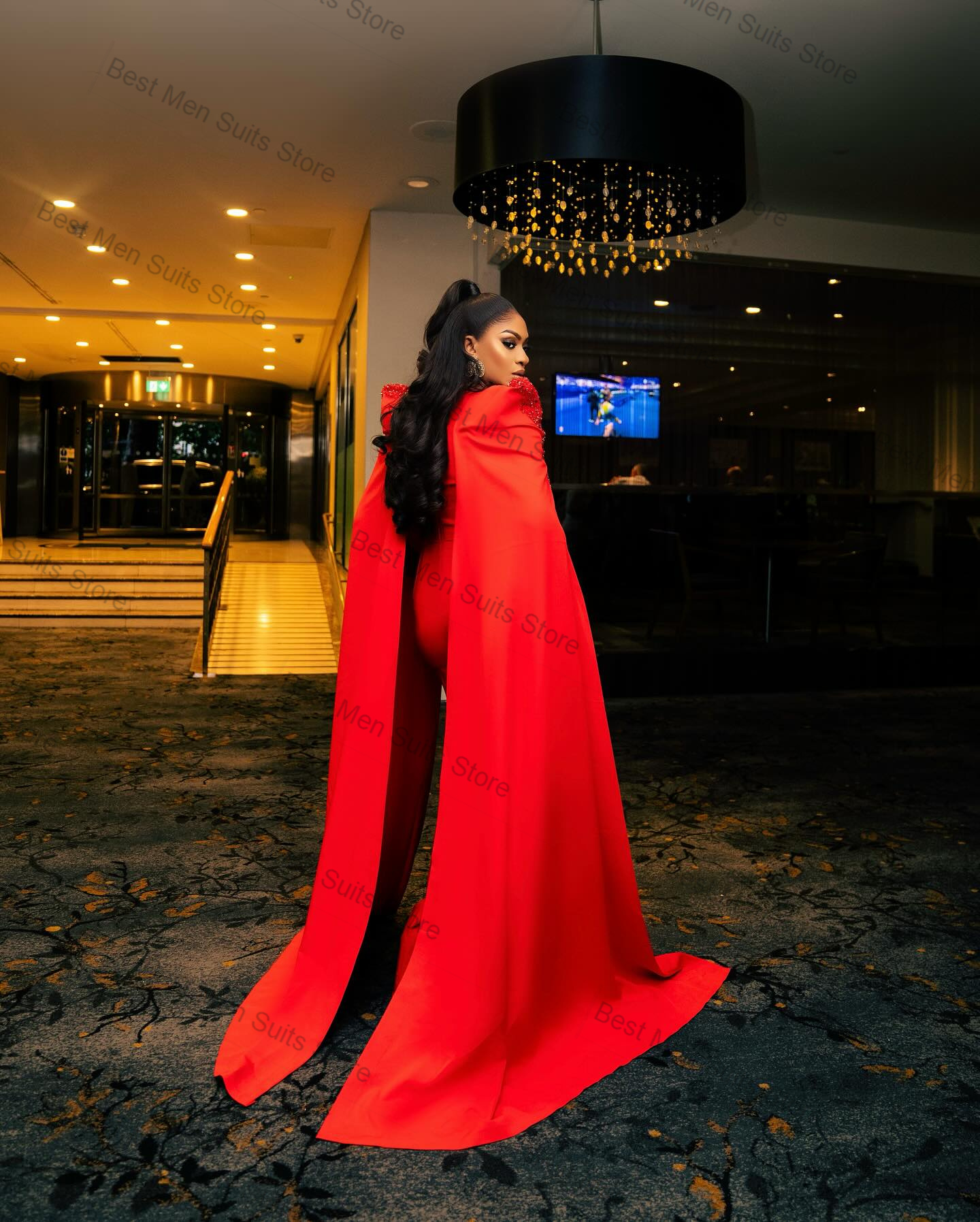 Luxury Red Wrap Women Suit Set - Wrap Dress Work avis et prix