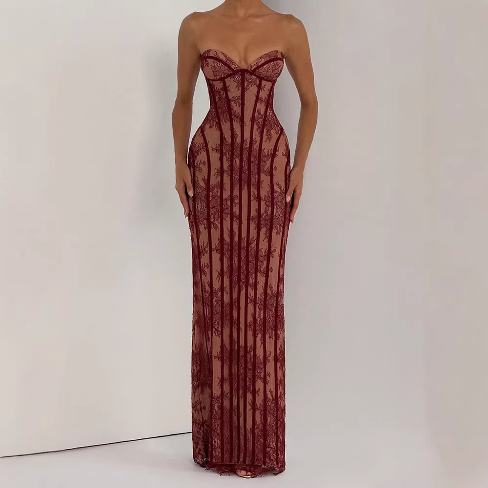 Strapless Bodycon Maxi Dress f - Formal Wear Women Us avis et prix