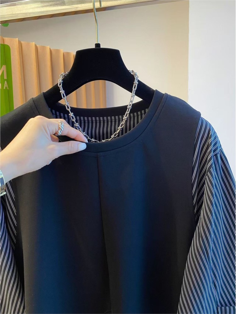 Autumn Patchwork Fake Two Piec - Women'S Formal Wear Blouse avis et prix