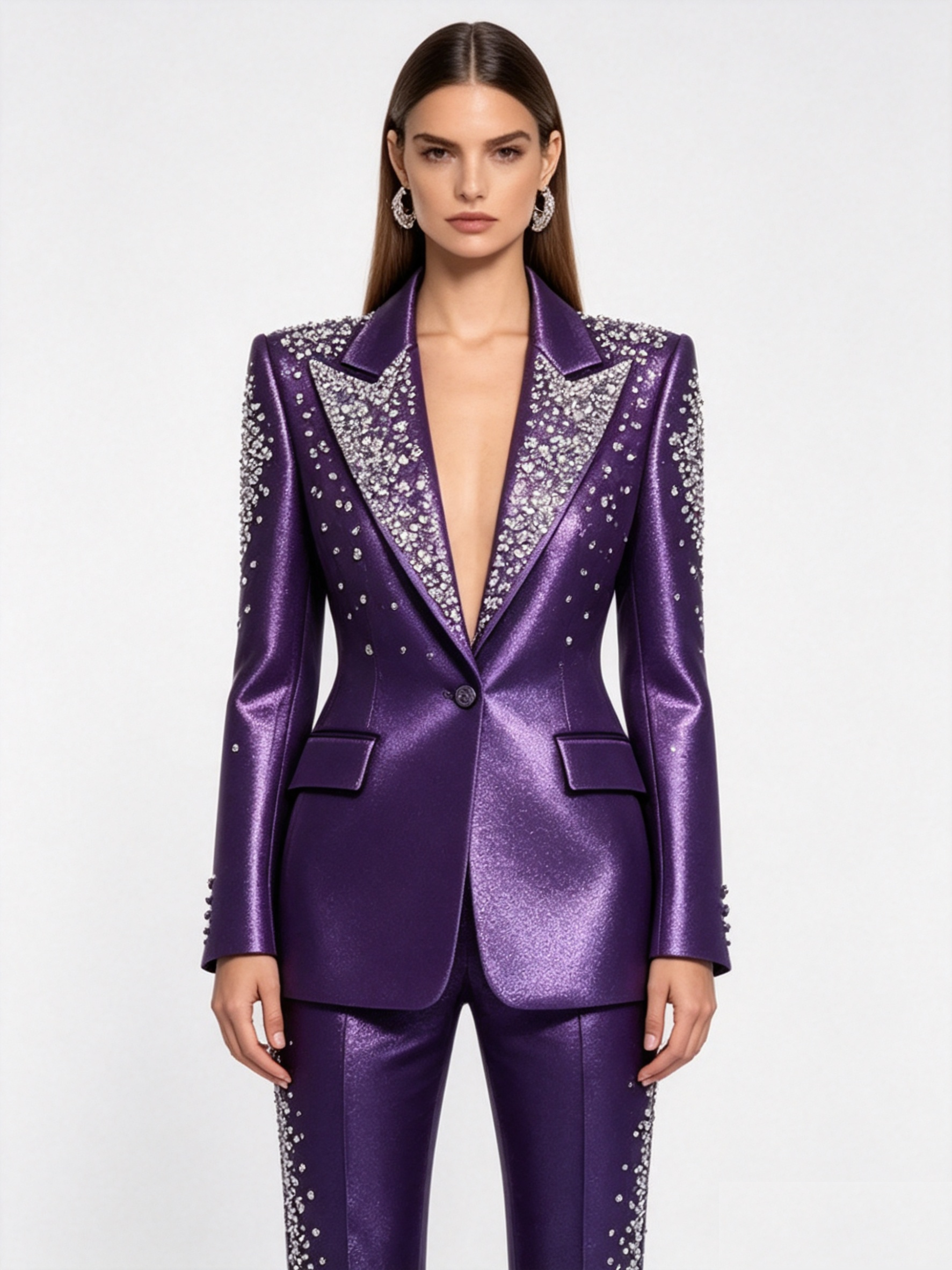 Luxury Crystals Pink Satin Wom - Women Formal Wear Coat avis et prix
