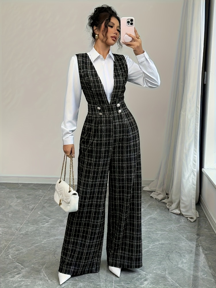 Women High Waist Wide Leg Plai - Women Formal Wear Vest avis et prix
