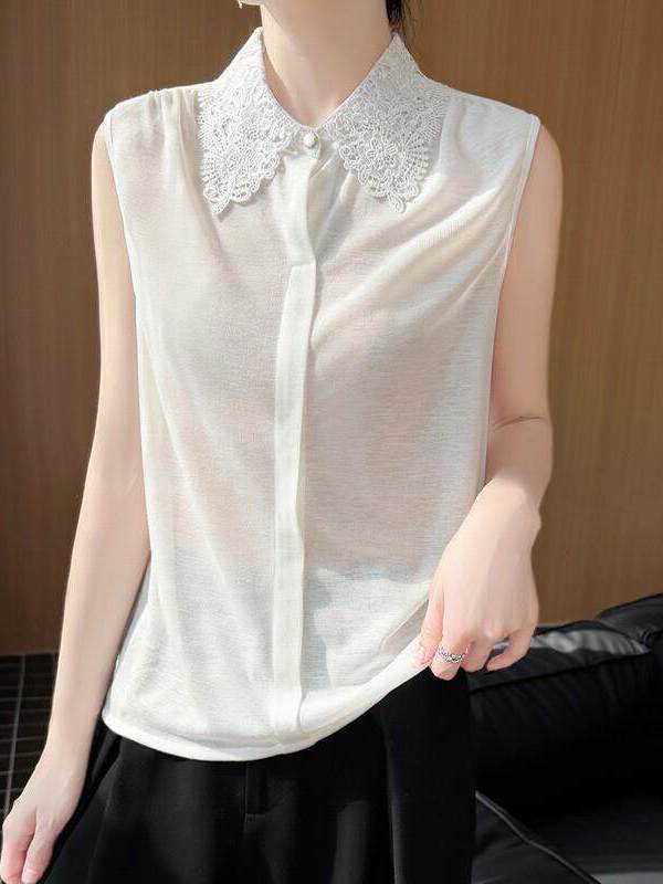 Lace Trim No Sleeve Knitted Sh - Women Formal Wear Vest avis et prix