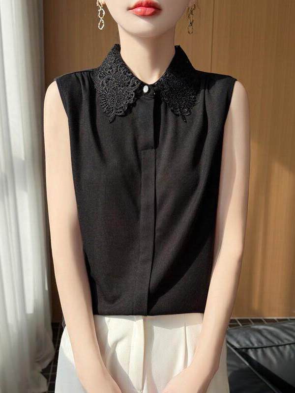 Lace Trim No Sleeve Knitted Sh - Women Formal Wear Vest avis et prix