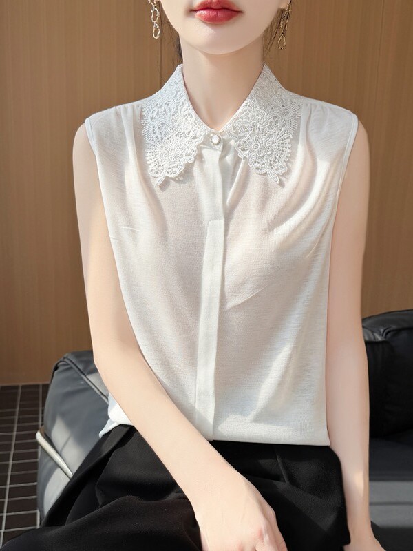 Lace Trim No Sleeve Knitted Sh - Women Formal Wear Vest avis et prix