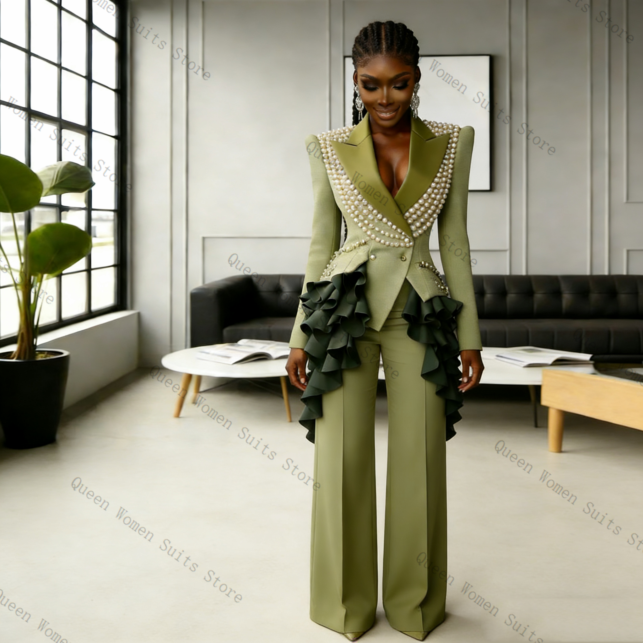 Luxury Pearls Women Suit Pants - Women Formal Wear Coat avis et prix