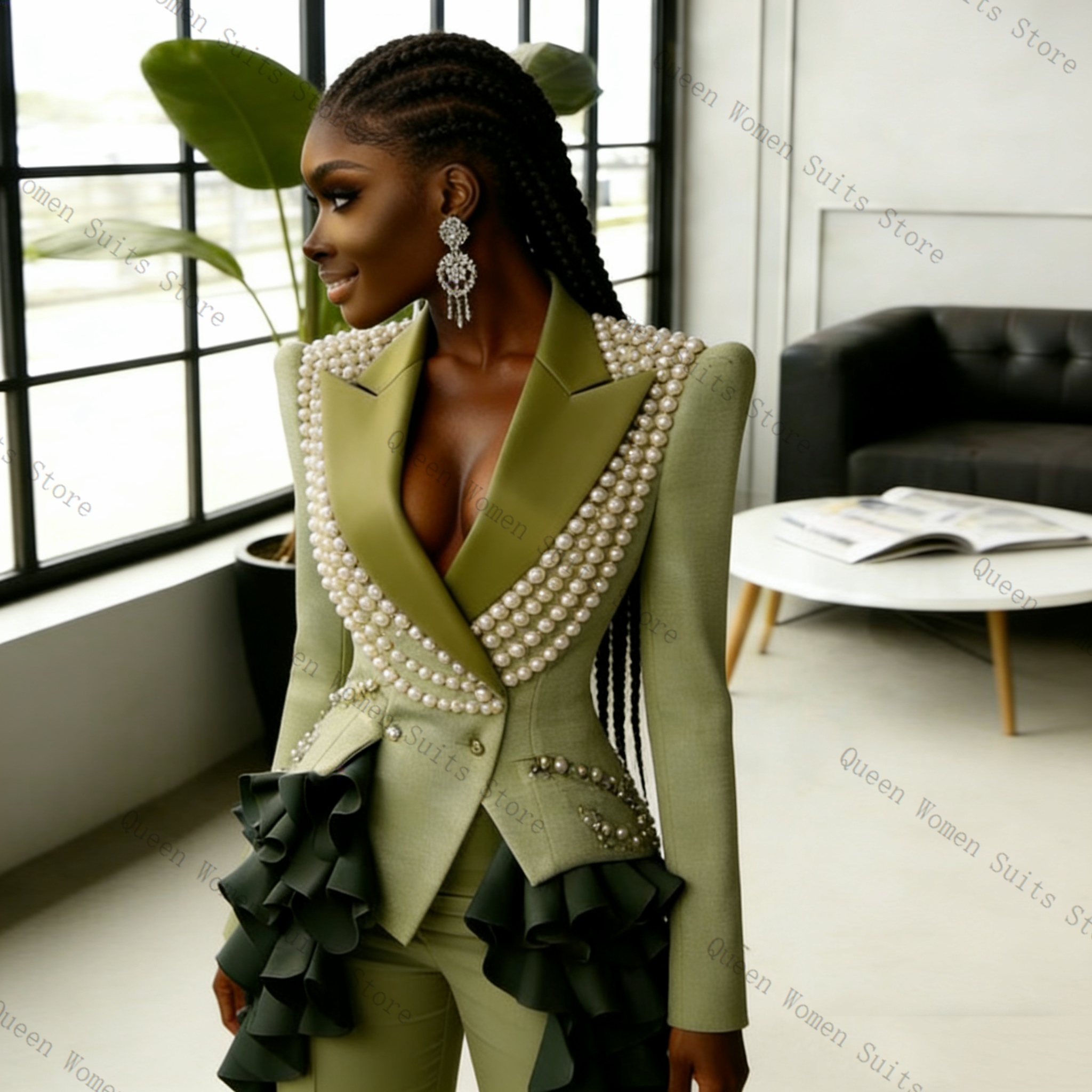 Luxury Pearls Women Suit Pants - Women Formal Wear Coat avis et prix