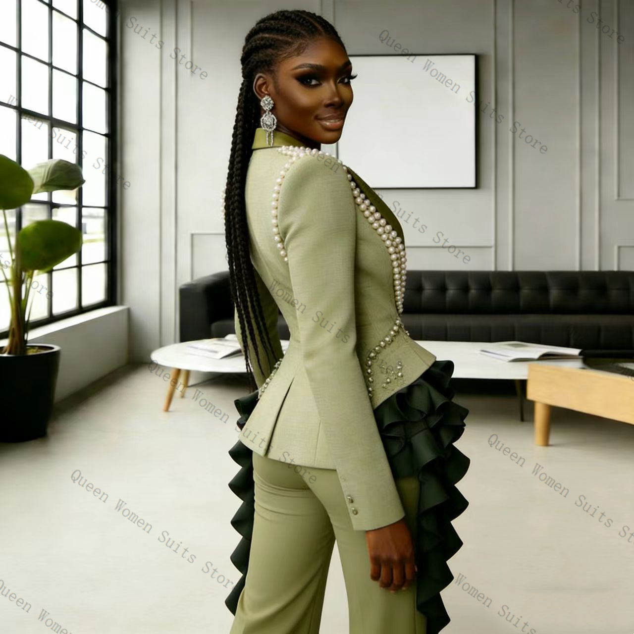 Luxury Pearls Women Suit Pants - Women Formal Wear Coat avis et prix