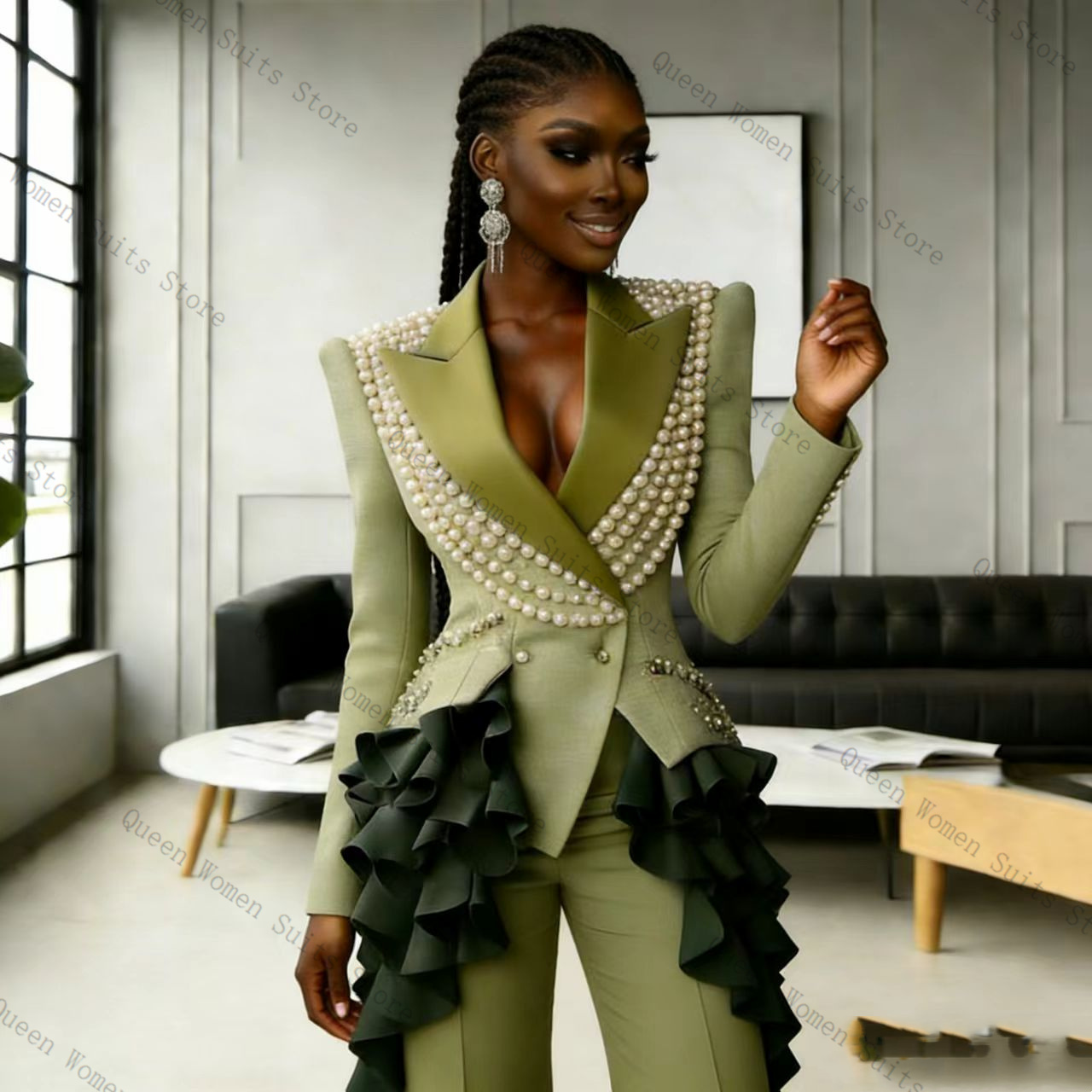 Luxury Pearls Women Suit Pants - Women Formal Wear Coat avis et prix